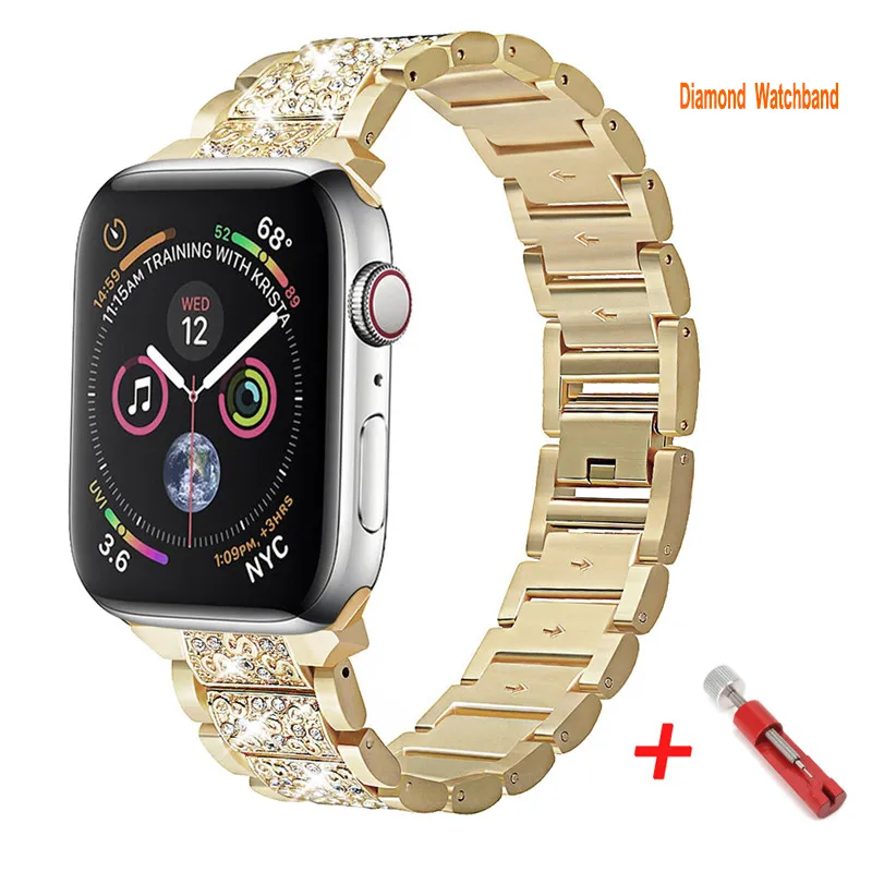 Cinturino Apple Watch compatibile 49/41/45/44/40/42 / 38mm Versione aggiornata Cinturino iWatch in acciaio inossidabile Serie 8/7/6/5/4/3/2/1 41mm 49mm Bracciale scintillante glitter oro rosa