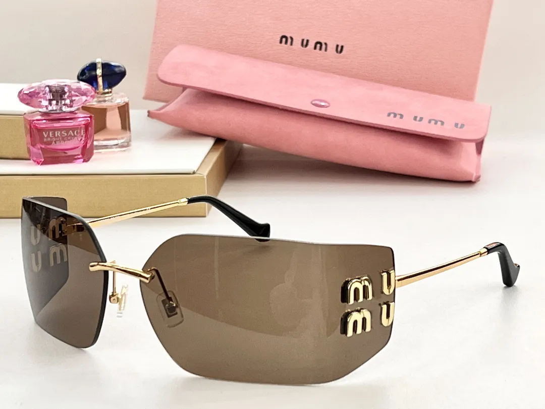 Miu Sunglasses Men's and Women's Sunglasses Frameless Miu Glasses Trend New Style with Color Change Progressive Film
