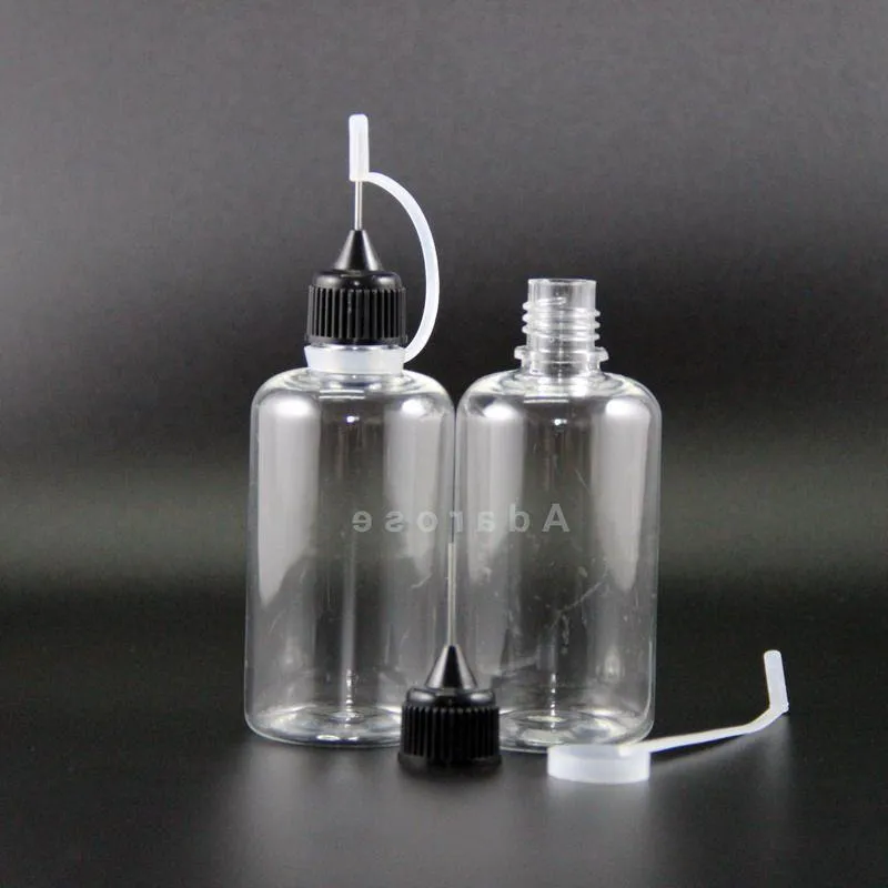 100PCS 50ML PET Dropper bottle Needle Tip Metal Needle Cap High transparent Squeezable dropper bottles Vapor E cig Juice Vovuw