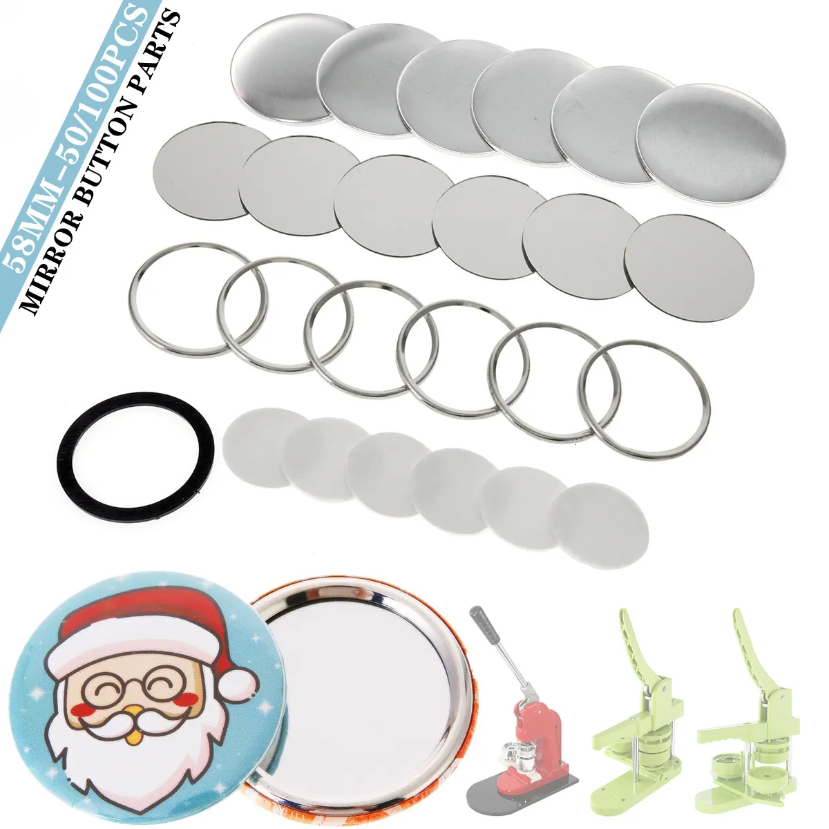 Kit DIY Boutons Porte-clés 58 Mm - 100 Ensembles (couvercles, Fonds, Films, Anneaux) - Pour Machine à Badges, Créations Personnalisées