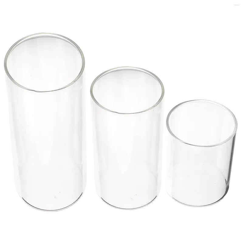 Bougeoirs Cylindres de coupe en verre Porte-couvercle transparent Abat-jour domestiques Bougies pilier