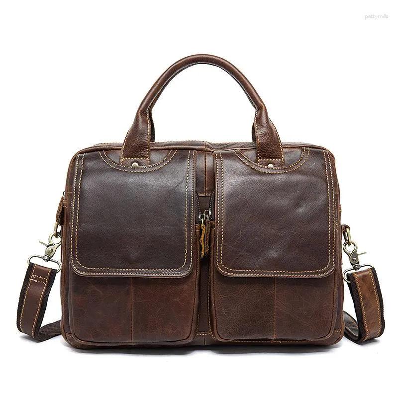 Briefcases 2023 Arrival Natural Cow Leather Crocodile Grain Briefcase Genuine Business Case Laptop Bags 8002