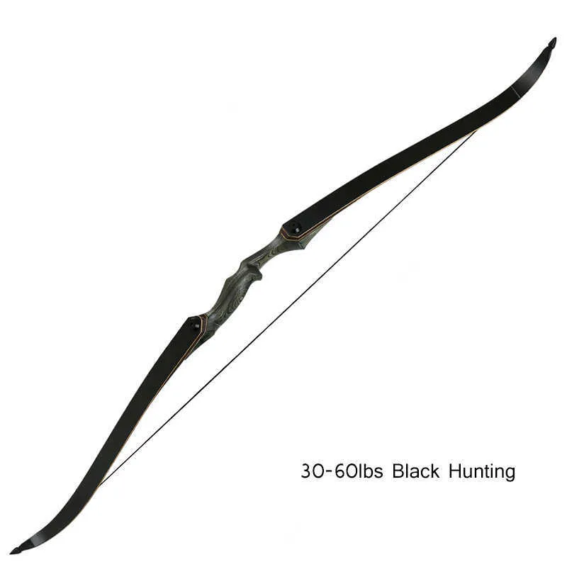 Arco Freccia 30-60 libbre 60 "Tiro con l'arco Black Hunter Arco ricurvo LH / RH Processo di laminazione in bambù Arco da abbattimento per accessori per la caccia alla frecciaHKD230626