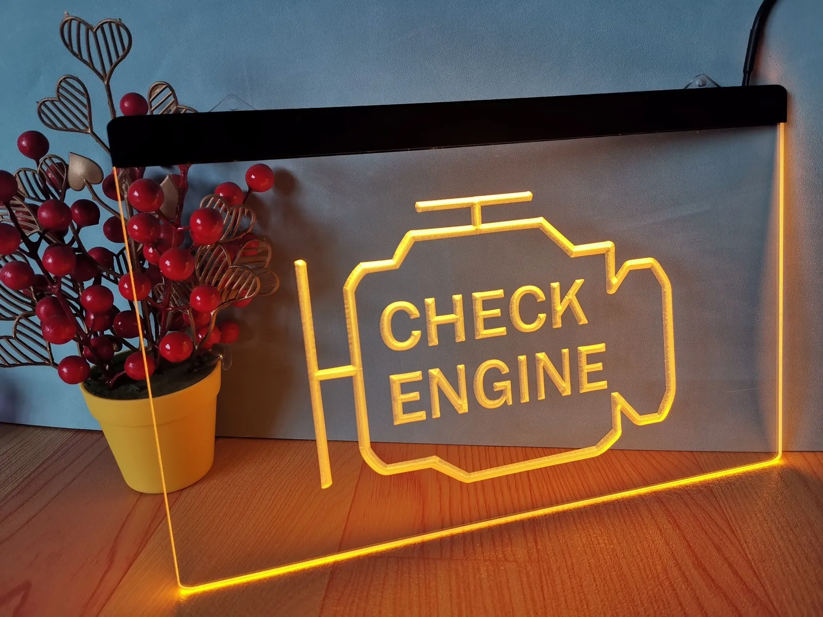 Articles de nouveauté Check Engine Neon Sign LED Neon Wall Light Wall Decor Light Up Neon Sign Chambre Bar Party Noël Mariage Night Light 230625