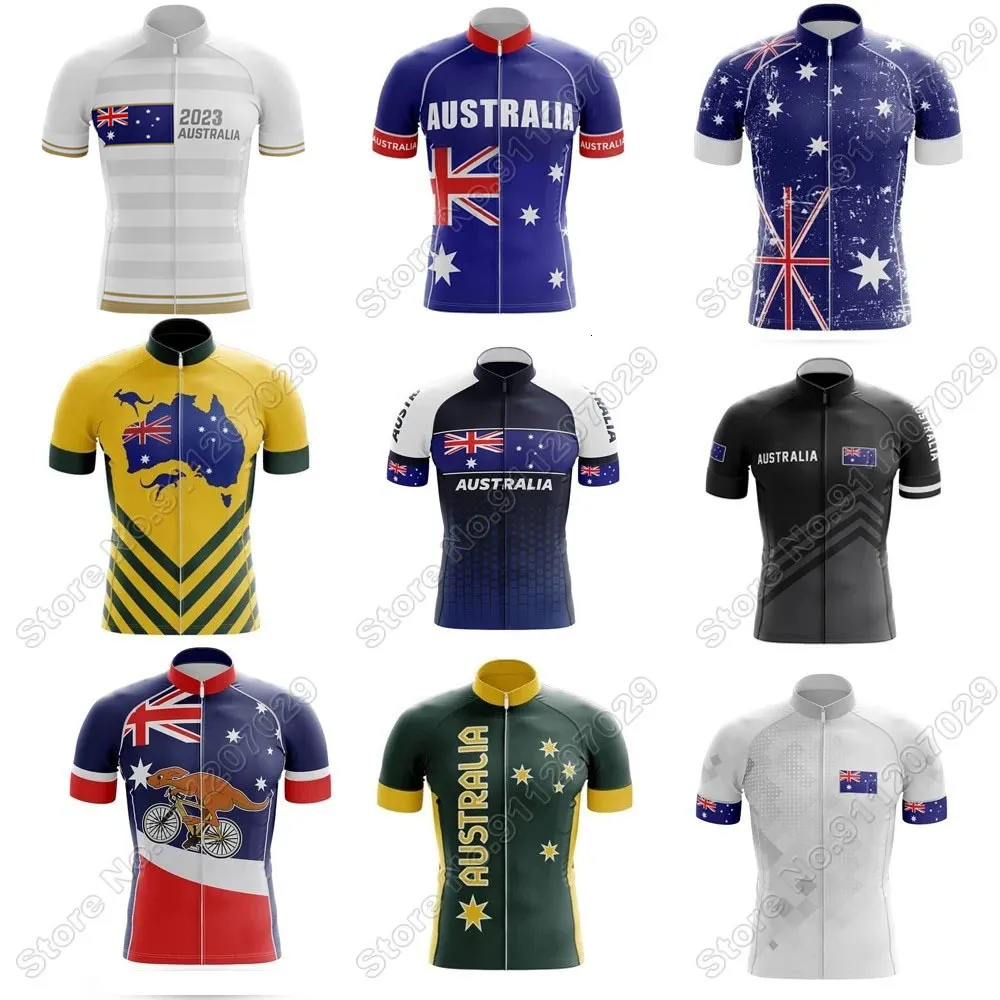 Wielershirts Tops Australië National Team Wielershirt Zomer Wielerkleding Heren Mountain Racefiets Shirts Racefiets Top MTB Maillot 230625