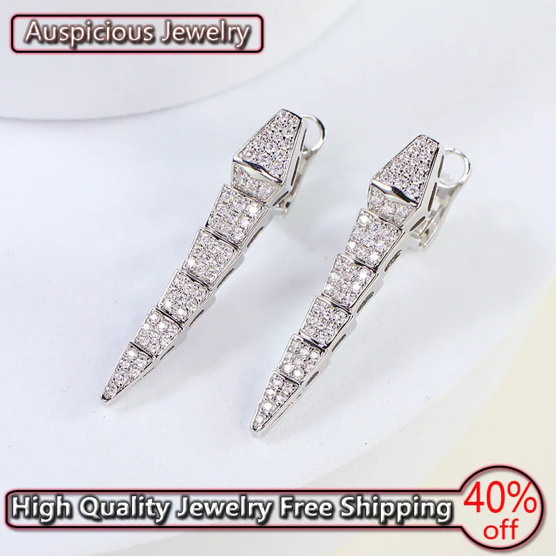 Ear Cuff European Silver Color Thick Full Diamond Snake Shape Foldable Earrings Trend Fashion Women High Quality Luxury Jewelry 230626