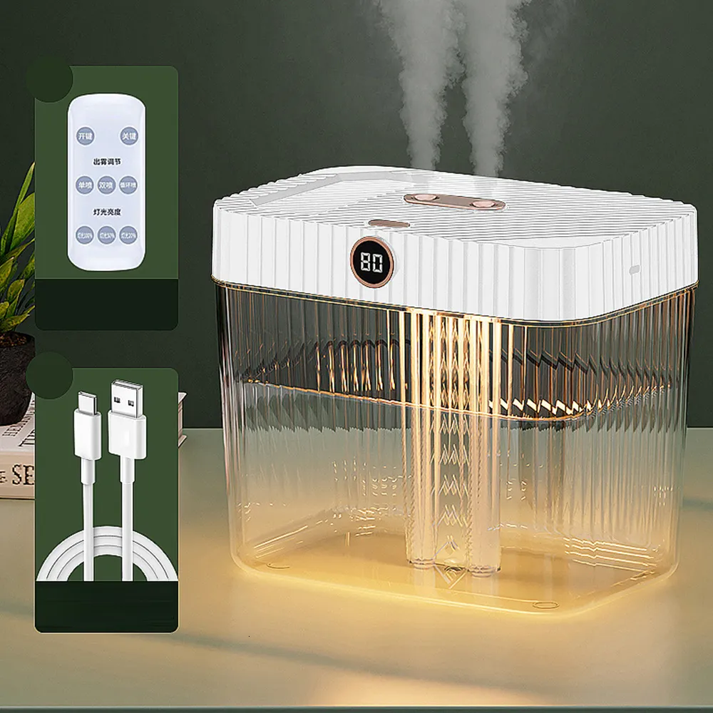Other Home Garden 5L Large Capacity USB Air Humidifier Diffuser Essential Oil Ultraonic Purifier Machine Double Nozzle LCD Display Mist Maker 230625