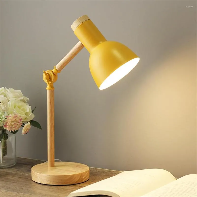 Table Lamps Suitable For All Plugs Nordic Wood Lamp Bedroom Bedside Kids Children Office Reading Study Adjustable Desk