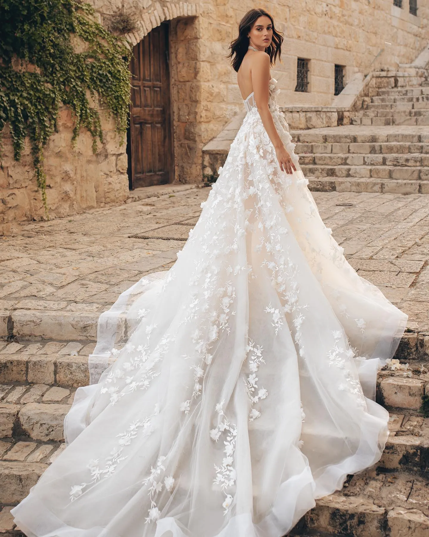 navy blue dress for baby girl Berta A Line Dresses For Bride Sweetheart Lace Wedding Dress Sweep Train  Backless D Appliques Designer Bridal Gowns