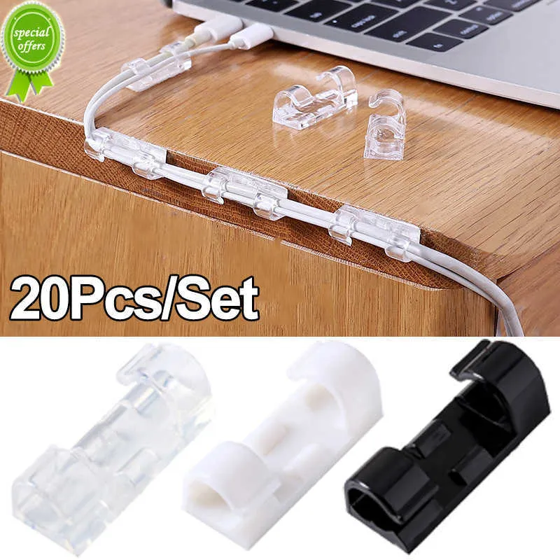 20Pcs Self Adhesive Wire Cable Clamp Plastic Table Car Wire Clips