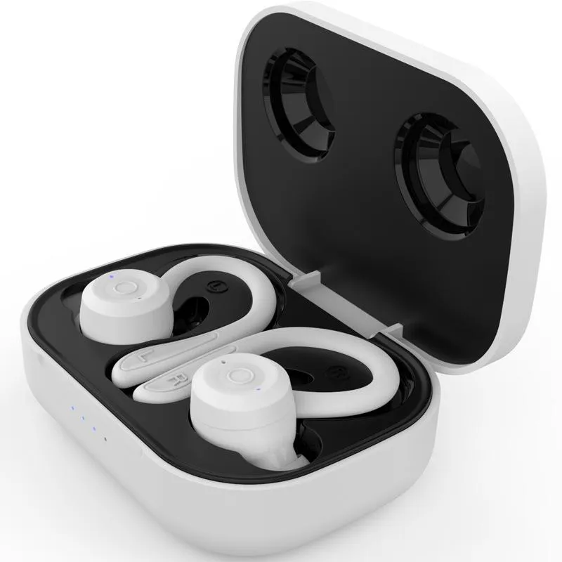 Hörlurar MST20 TWS Bluetooth V5.0 Ear Hook Hörlurar 3D Stereo Sports trådlösa hörlurar med dubbla mic -samtal Touch Control Earbuds 2022