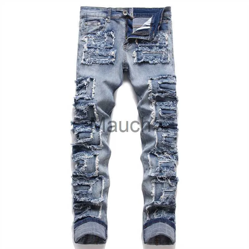 Męskie dżinsy męskie jeansy Jean Homme Streetwear Rinne dżinsowe spodnie Trendowe spodnie marki dla swobodnego solidnego motocyklisty Slim Fit Male Design Cozy J230626