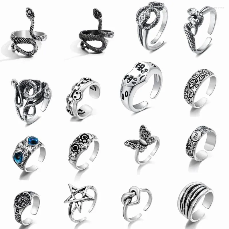 Cluster Rings IFME Ring For Women Girls Snake Smile Fashion Men Jewelry Vintage Ancient Silver Color Punk Hip Hop Adjustable Boho Frog