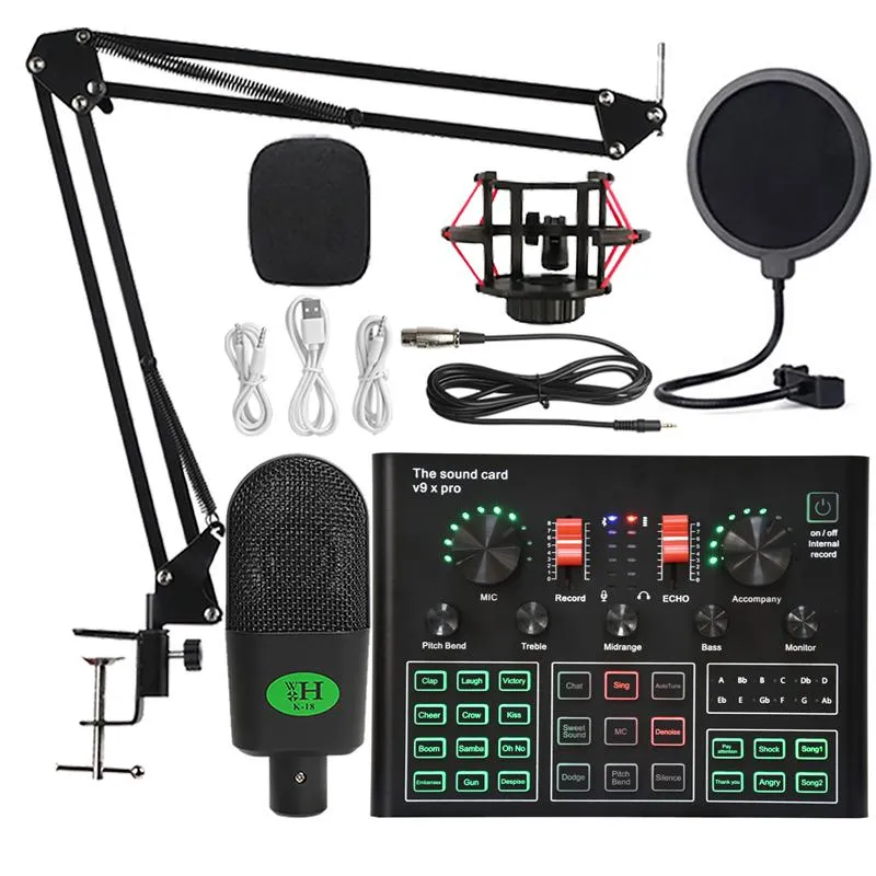 Microphones Microphone à condensateur carte son Studio professionnel Wxh1000bm900 karaoké sans fil Bluetooth pour Tiktok Youtube USB micro PC téléphone