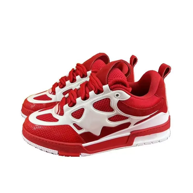 Red White Skate Sneakers Najnowsze 2023 Luksusowe projektanci mężczyźni buta gumowa samotna bawełniana bawełniana sneakers