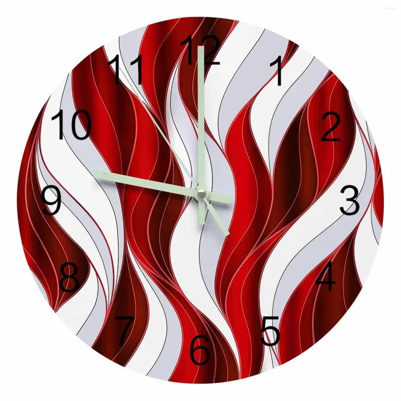 Настенные часы абстрактные градиентные линии цветовой блок красный светящий указатель часы домашние украшения круглые тихой гостиная декор