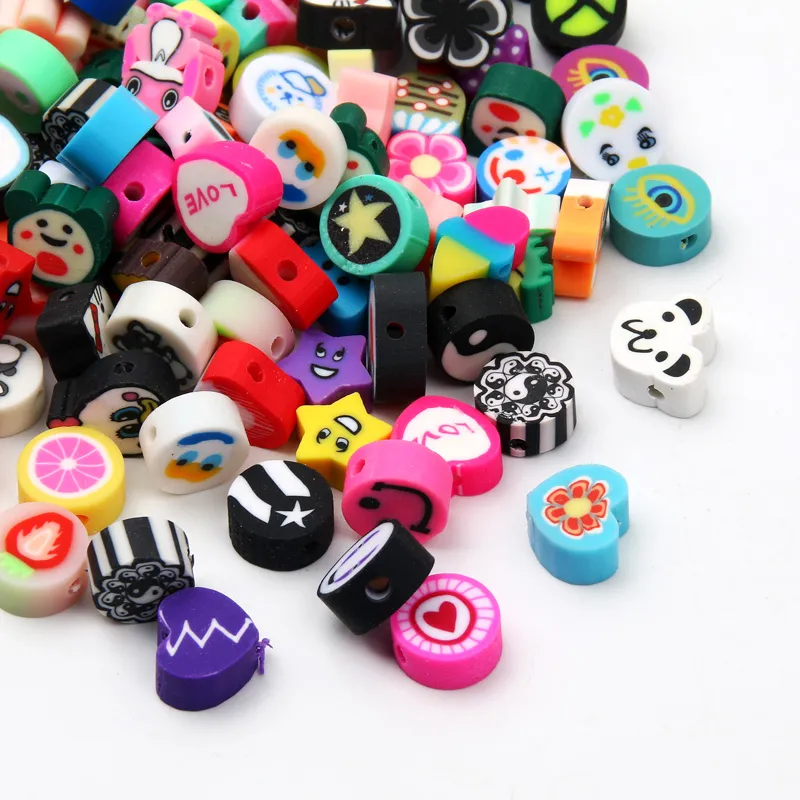 100 Stück gemischte Polymer-Ton-Perlen, verschiedene Ton-Abstandsperlen für Schmuckherstellung, DIY-Armband, Halskette, Ohrringe, Zubehör