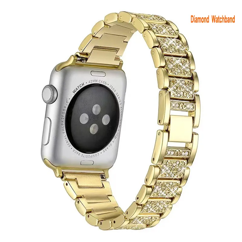 Bling Designer glitter Band Compatible Apple Watch 38 40 42 41 45 49mm Bijoux en métal Strass Diamant Bracelet Bracelet Bracelet Remplacement pour Femme iWatch 3 4 5 6 7 8