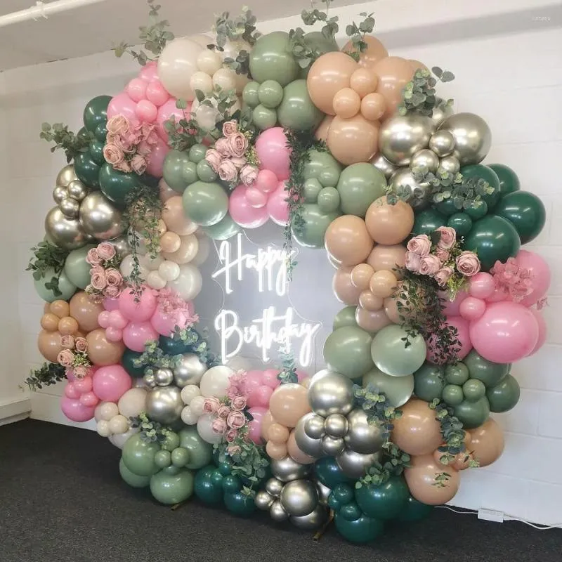 Décoration de fête avocat vert ballon guirlande arc Kit rétro rose ballons en Latex mariage anniversaire bébé douche fournitures hélium
