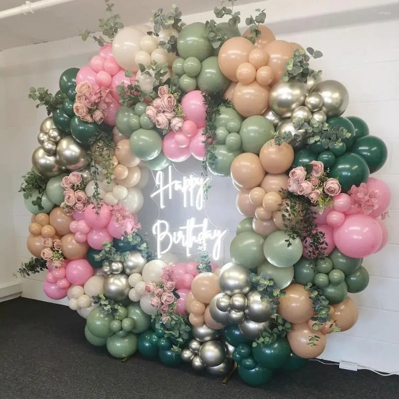 Party Decoration avokado Green Balloon Garland Arch Kit Retro Pink Latex Balloons Wedding Födelsedag Baby Shower Supplies Helium