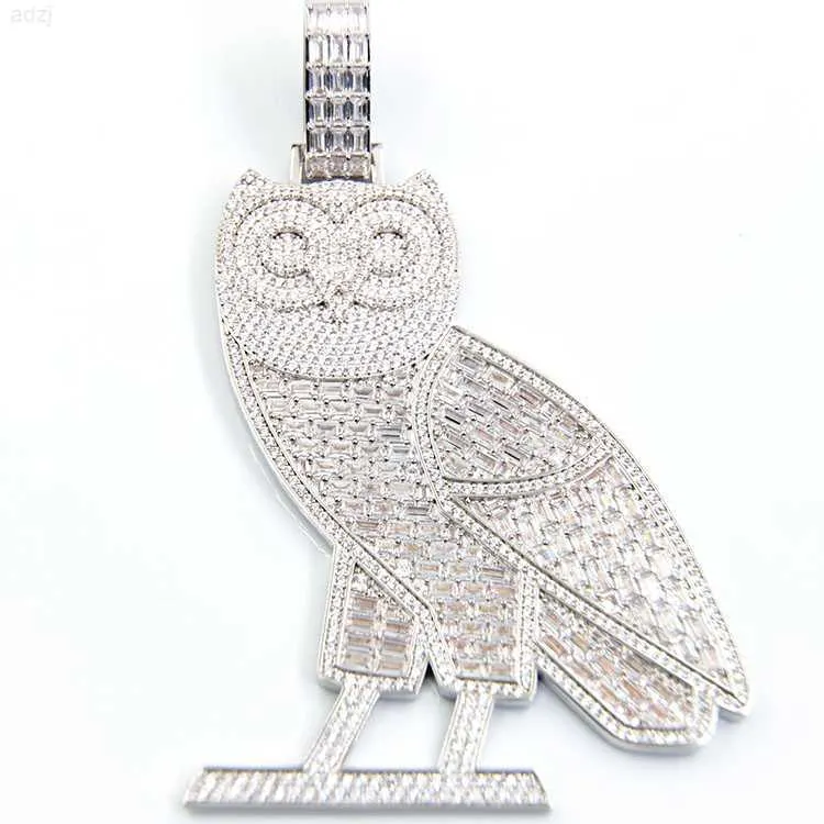 Solid 925 Silver med CZ Diamond Iced Out OVO Rapper Pendant för Hiphop -smycken