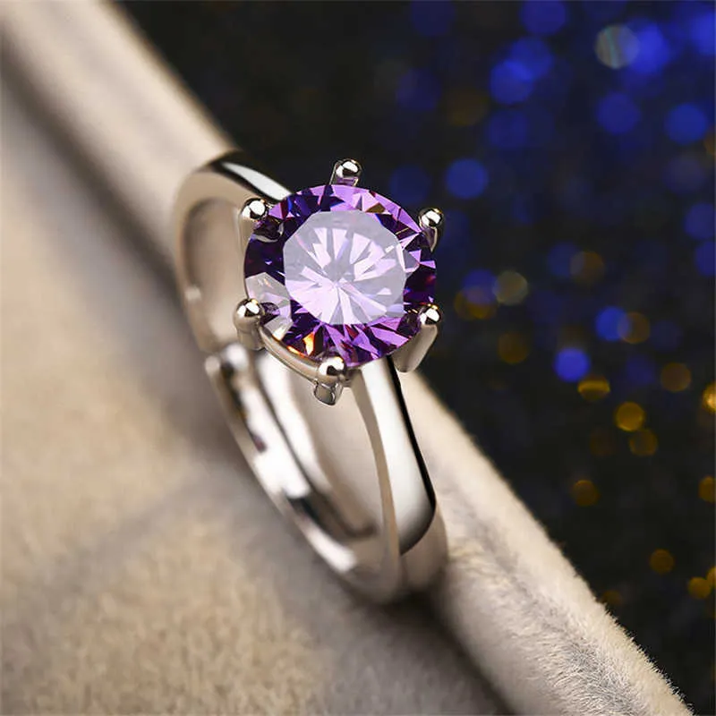 Purple-Violet Natural Sapphire and diamonds ring