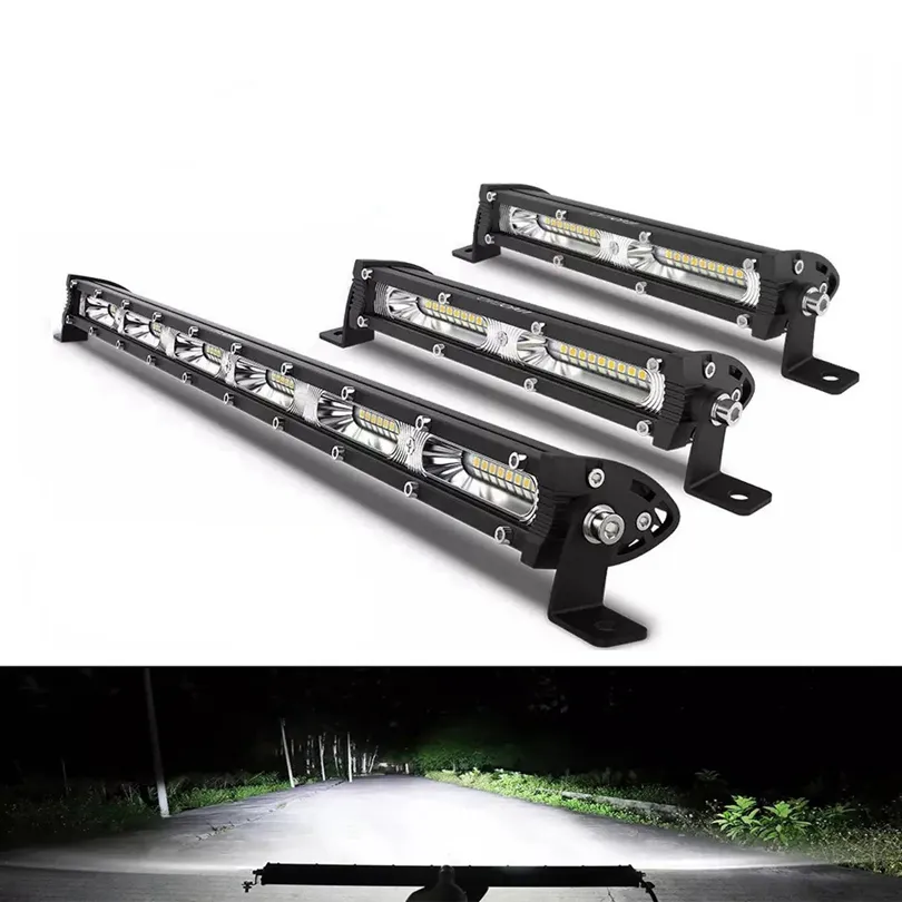 LED-Arbeitsscheinwerfer, ultradünn, einreihig, LED-Lichtleiste, geeignet für Geländewagen, 4x4, SUV, LKW, Traktor, Nebelscheinwerfer, 12 V/24 V, Spot-Flutlichtleiste, 120 W, 20 Zoll