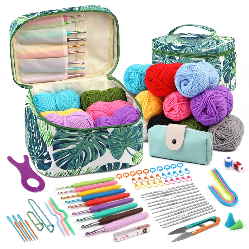 Andra konst och hantverk Kraball Cotton Yarn Thread Ball For Crochet Knit Hook Set Hand Sticking Needles Tools Markers Accessories With Bag 230625