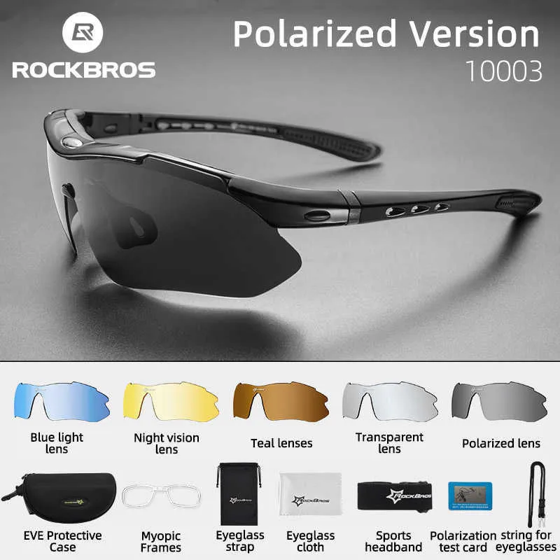 Okulary na świeżym powietrzu Rockbros Cyklowanie spolaryzowane okulary rowerowe fotochromowe sporty na świeżym powietrzu okulary przeciwsłoneczne mtb gogle okulary 5/3 soczewki rowerowe akcesoriahkd230626