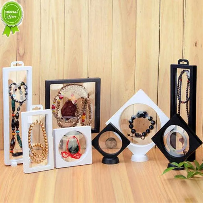 3D Floating Picture Frame Shadow Box Jewelry Display Stand Ring Pendant Stone Presentation Case Holder Protect Storage Organizer