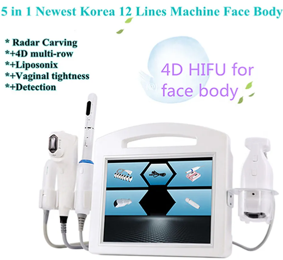 5 in 1 Hifu schoonheidsapparatuur Vmax rimpelverwijdering vaginale aanscherping machine 4D 7D face lifting hifu