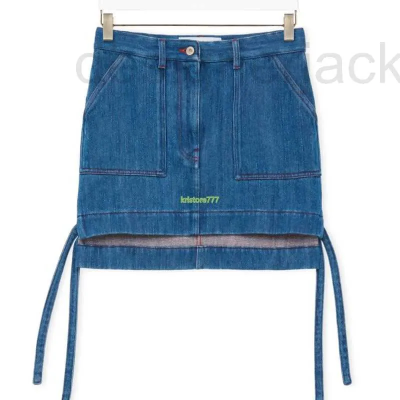 Kjolar designer 23 sommar kvinnor a-line denim mini kjol med brev mönster flickor kvinnliga vintage milan banan varumärke high end Custom Cotton Hot klänning 2ht4