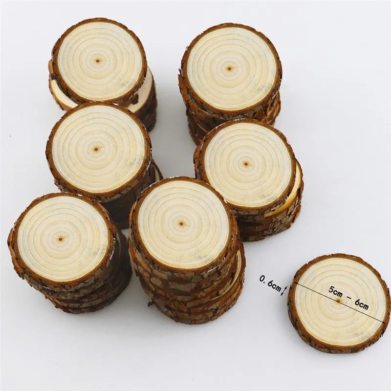 Wood Slices Circles Pine Tree Bark Log Discs DIY Crafts Wedding Party  Decoration