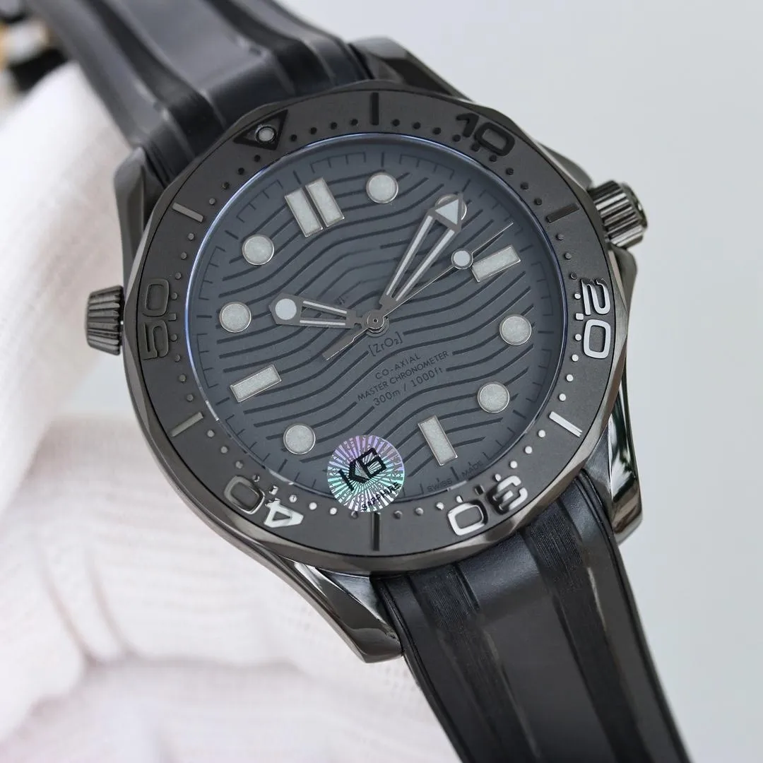 высочайшее качество Ink-black Seahorse 300 м водонепроницаемый механизм 8806 мужские часы роскошные часы с каучуковым ремешком