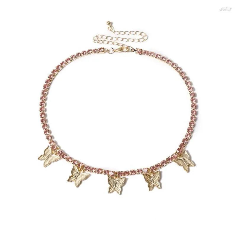 Girocollo Moda catena di cristallo collana farfalla in lega per le donne collane breve clavicola collares dichiarazione gioielli per feste A0024