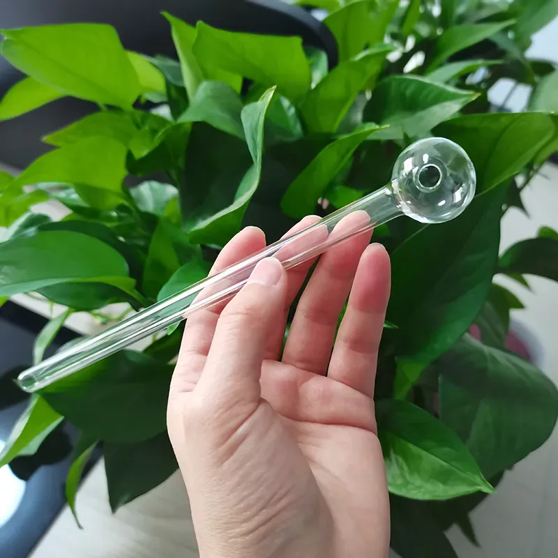 Oil Burner Glass Pipe Tobacco 20 cm Long Thick Glass Smoking Tubes 7.9 inch Clear Pyrex Nail Tips Water Pipes for Bong Dab Rig Bubble Transparent Smoking Accessories