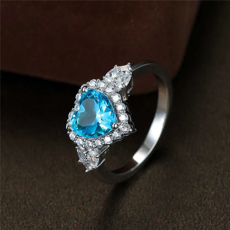 Luxury Female Light Blue Zircon Stone Ring Fashion Yellow Gold Love  Engagement Rings Vintage Crystal Wedding Jewelry For Women - AliExpress