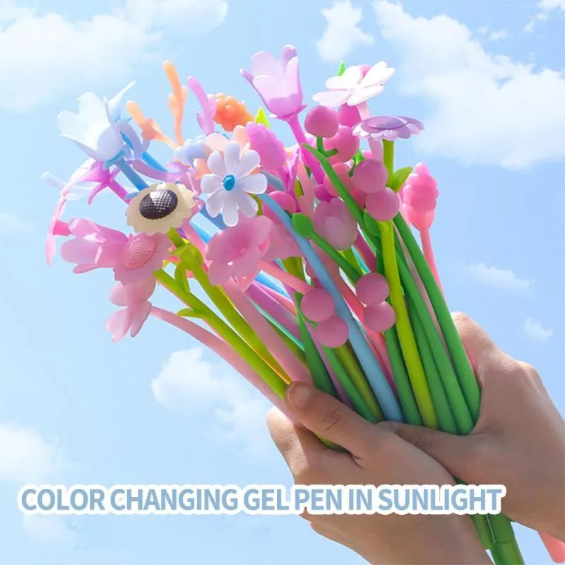 3st Creative Gel Penns Sun Flower Color Changing Pen Silicone Ballpoint Ink Writing Tool School Stationery Stationery