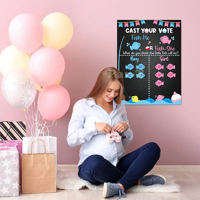Gone Fishing Gender Reveal Poster Party Game Interactive Indoor Toy For Baby  Shower Kawaii Room Decor And Guests From Men08, $14.77