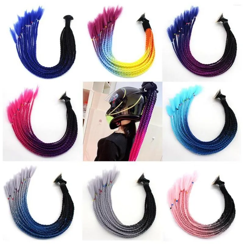 Motorcykelhjälmar Kvinnor Mens Hjälm Twid Braids Ponytail Dirty Gradient Ramp Hair Punk Biker Decoration 55cm