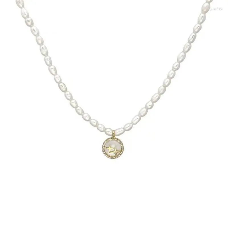 Chaînes 2023 mode lien chaîne ronde pendentif collier filles bijoux cadeau perle d'eau douce pour les femmes accessoires de mariage