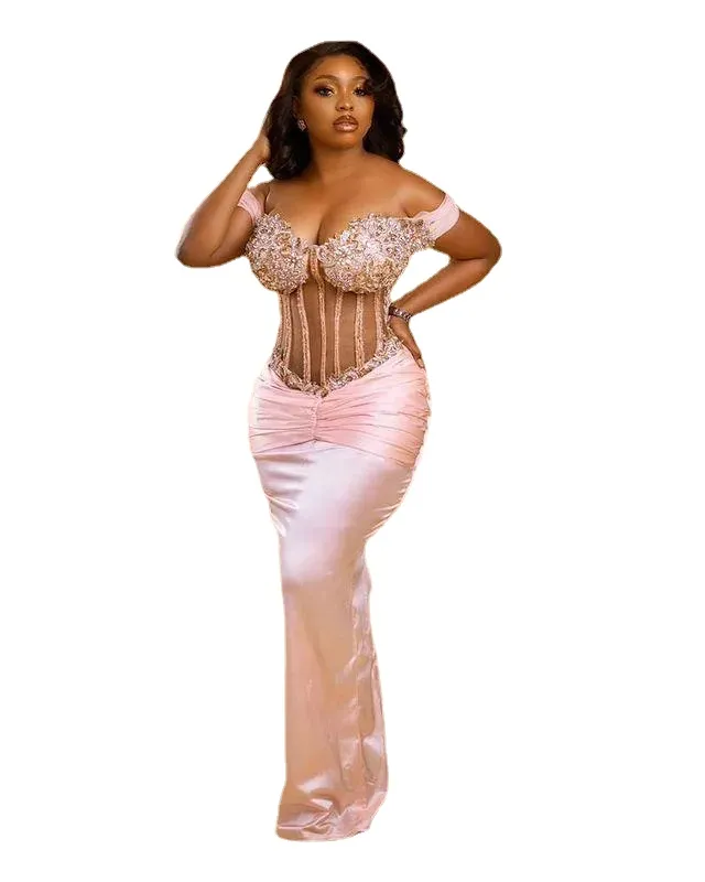 Plus Size Pink Lace Beaded Satin Sheath Prom Dress with Sweetheart Neckline  and Floor-Length Hemline from Dhgate Prom Dresses - price 337.7