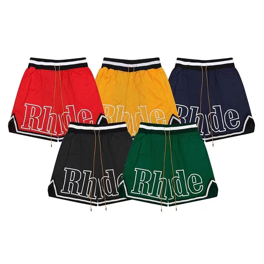 Designer Shorts Rhude Shorts Mens Malha Curta Verão Moda Praia Elástica Calças Homens de Alta Qualidade Street Wear Vermelho Azul Preto Roxo Calças