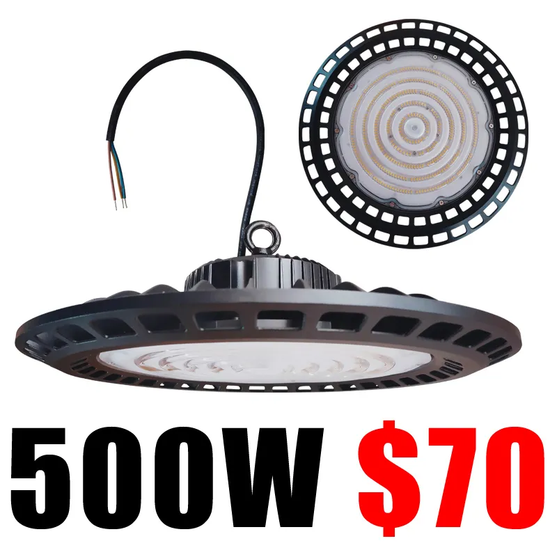 500W UFO LED 높은 베이 빛 60000LM 6000K-6500K 공장 헛간 창 고에 대 한 차가운 흰색 교수형 후크 AC85-265V 방수 IP65 LED 조명 Crestech888
