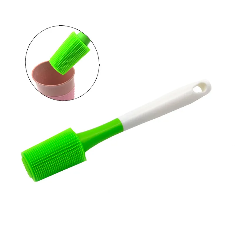 Escova de limpeza Escova de garrafa de silicone Limpador de copo Copo Copo para mamadeira de leite de bebê Escova de limpeza com rotação de 360° Q238