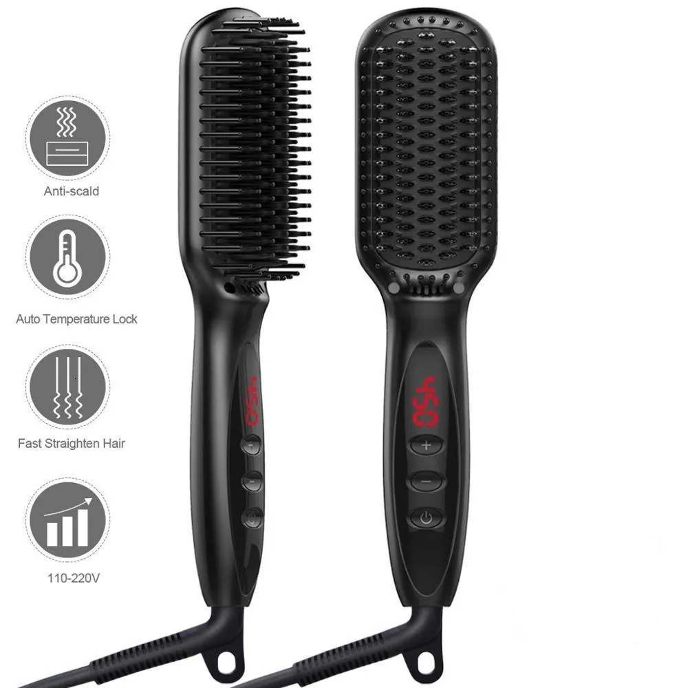 MAXT - Cepillo alisador de pelo, cepillo alisador con 6 temperaturas de 30  segundos, alisador de cabello caliente antiquemaduras con anión