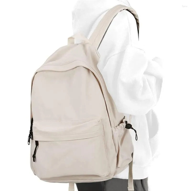 Plecak Beige School Girls Woda odporna na wysoką książkę Teens Lightweight Prosty Middle Pack