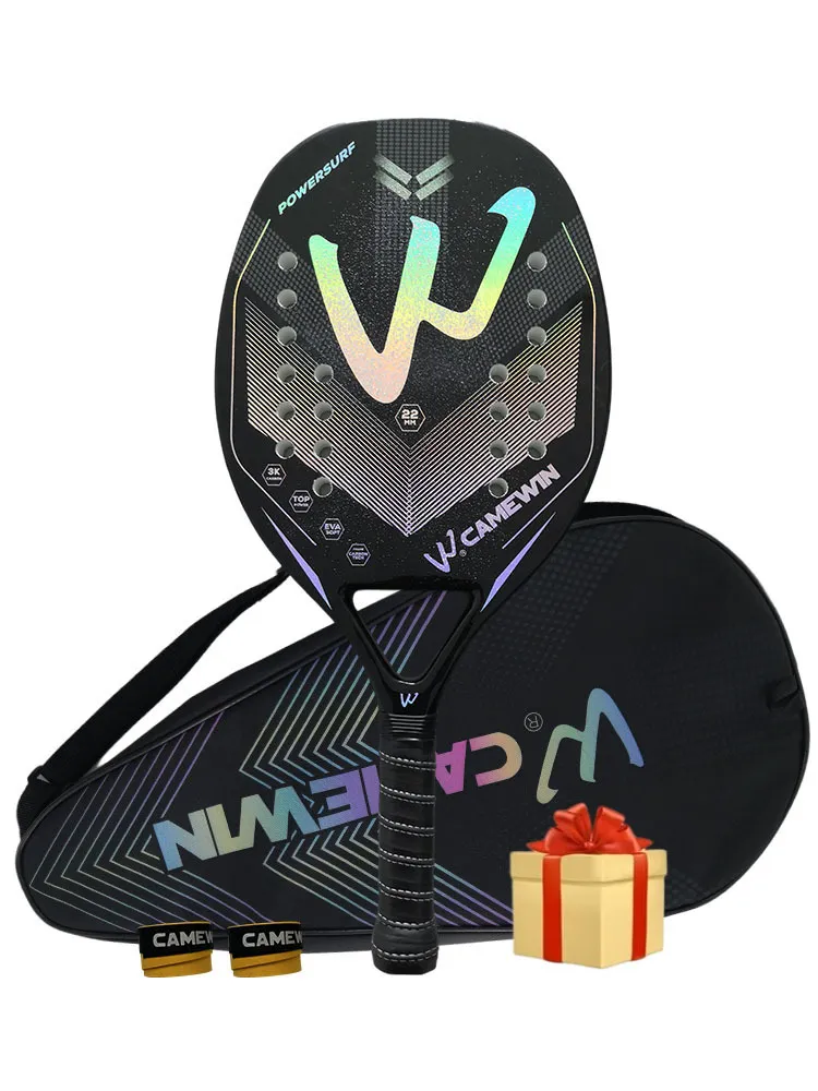 Tennisracketar 3K Comewin Full Carbon Fiber Rough Surface Beach Tennis Racket med Cover Bag Skicka övernöd present Presente i lager 230626