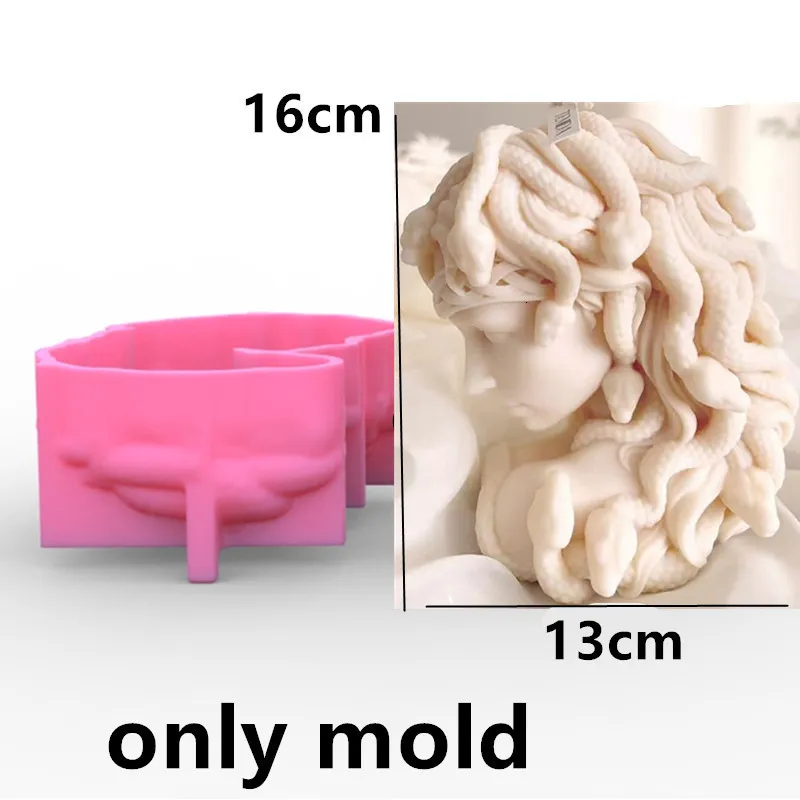 MINFEIDMS Stampo in silicone per fondente a forma di medusa, motivo mitologico greco, dea mitologica, cioccolato, stampo a forma di testa di cartone animato, per decorazione di torte di zucchero