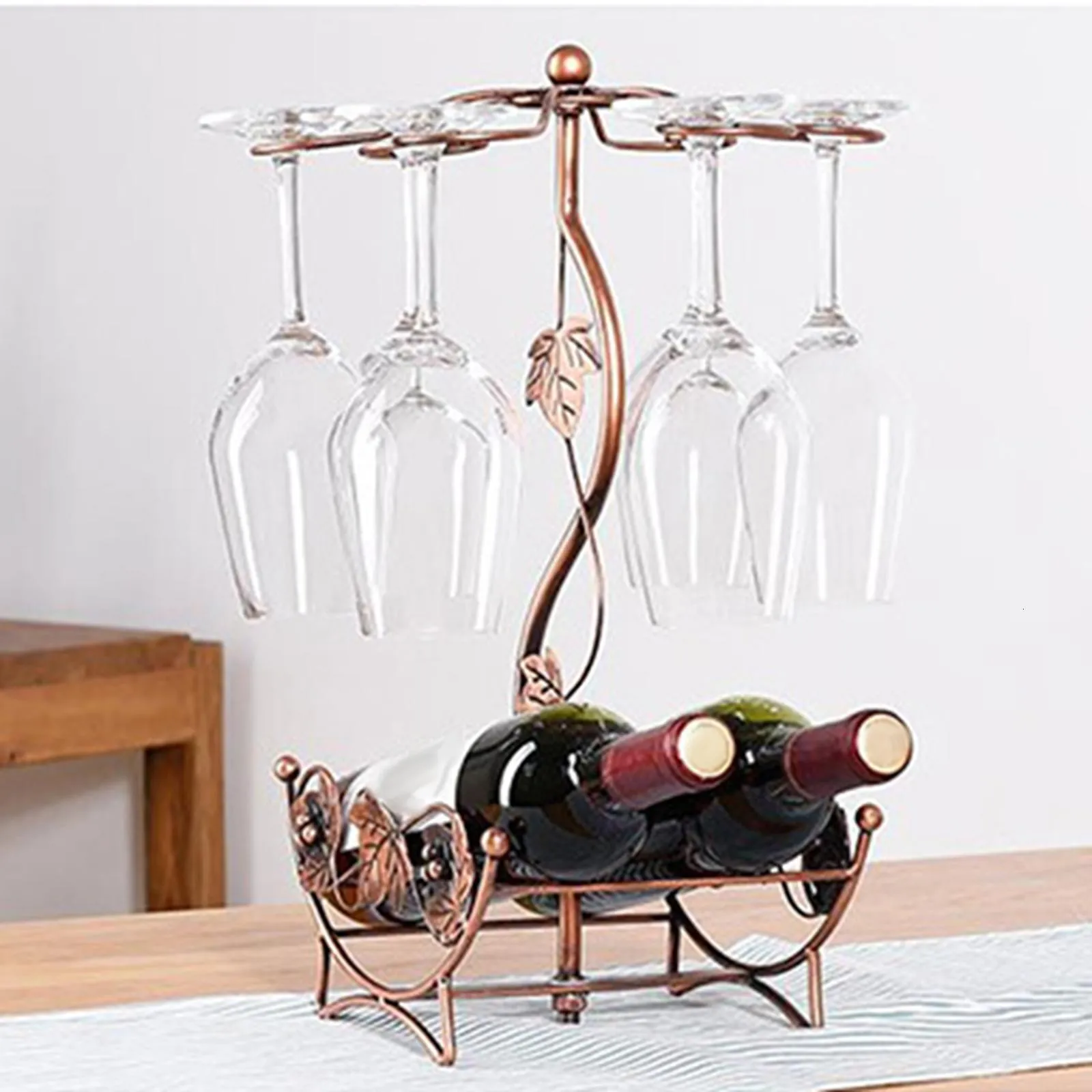 Tabletop Wine Racks Iron Wine Bottle Glass Cup Display Holder Wine Holder Stand for Bar Cellar Pantry 230625